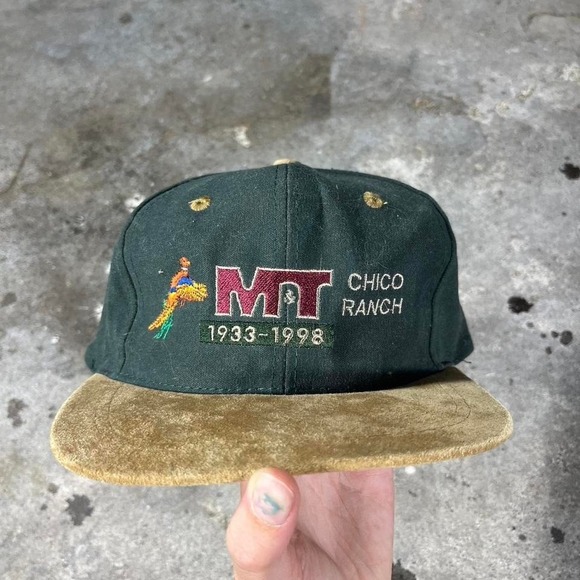 1998 Chico Ranch green and brown suede snapback hat - Picture 1 of 4